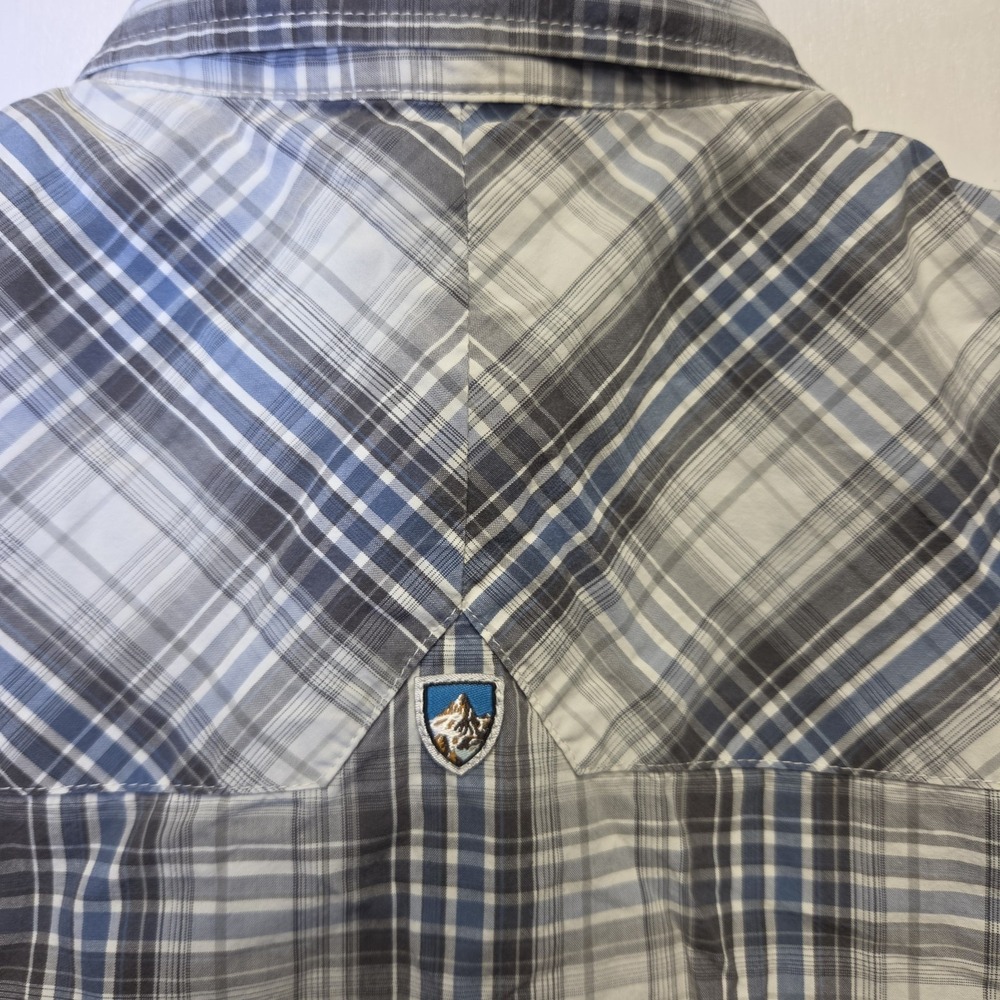 KUHL SUNCEL Men's Button Up Plaid Short Sleeve Shirt Size XL Camping Hiking - Picture 5 of 8